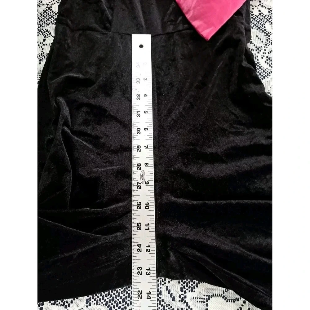 Nasty Gal Velvet Jumpsuit Women's 6 Black Pink Bow One Piece Side‎ Zip Boho Y2K - Picture 9 of 12